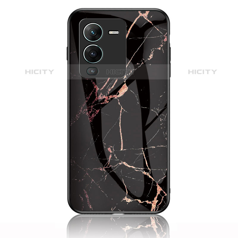 Custodia Silicone Gel Laterale Fantasia Modello Specchio Cover per Vivo V25 Pro 5G Oro e Nero