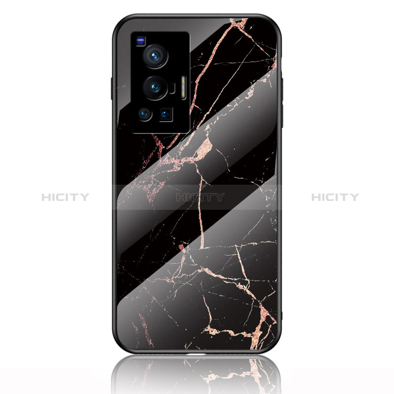 Custodia Silicone Gel Laterale Fantasia Modello Specchio Cover per Vivo X70 Pro 5G Oro e Nero