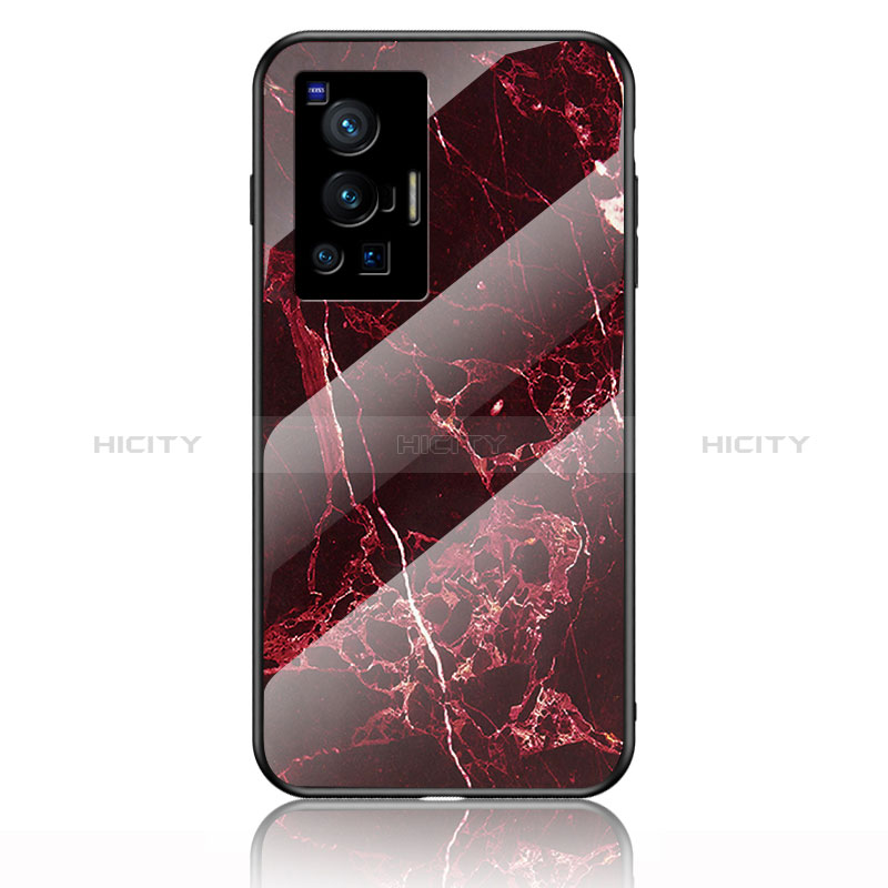 Custodia Silicone Gel Laterale Fantasia Modello Specchio Cover per Vivo X70 Pro 5G Rosso