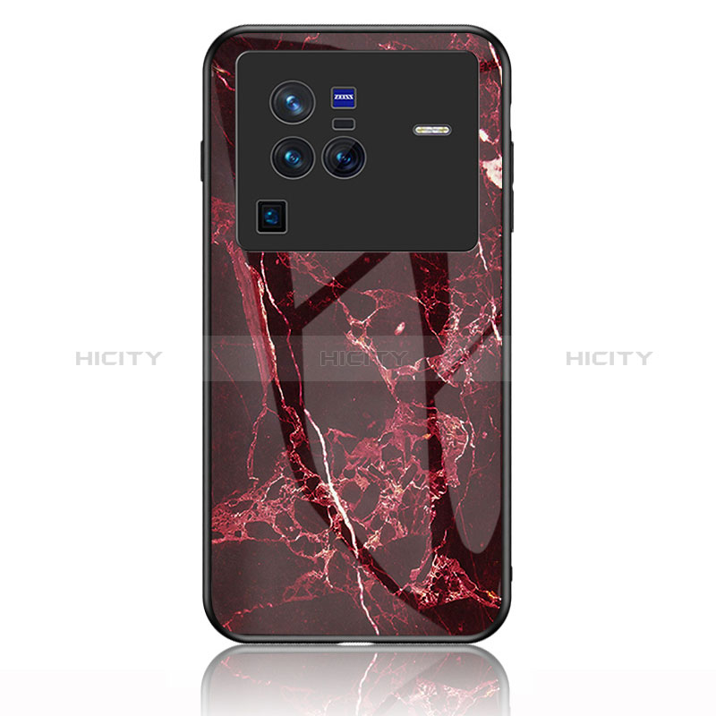 Custodia Silicone Gel Laterale Fantasia Modello Specchio Cover per Vivo X80 Pro 5G Rosso