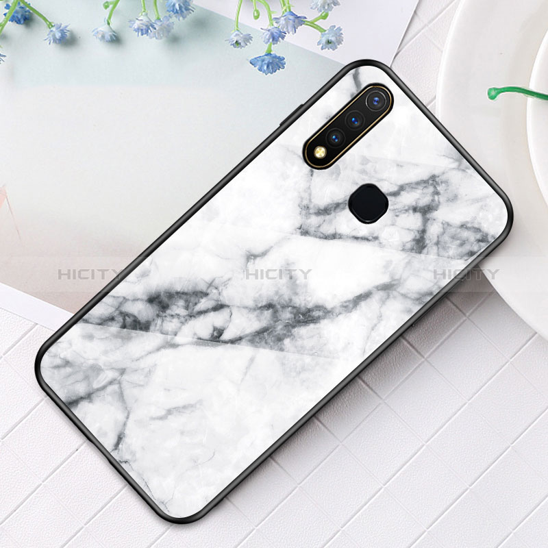 Custodia Silicone Gel Laterale Fantasia Modello Specchio Cover per Vivo Y19 Bianco