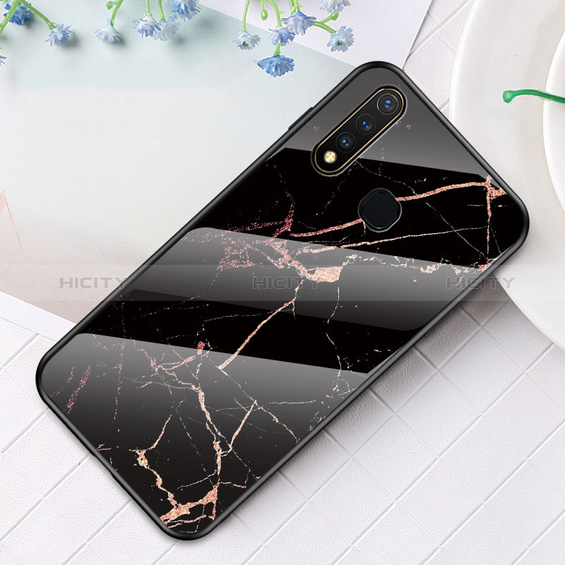 Custodia Silicone Gel Laterale Fantasia Modello Specchio Cover per Vivo Y19 Oro e Nero