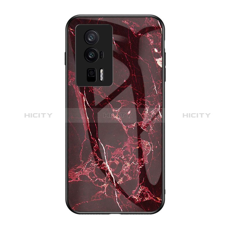 Custodia Silicone Gel Laterale Fantasia Modello Specchio Cover per Xiaomi Poco F5 Pro 5G Rosso