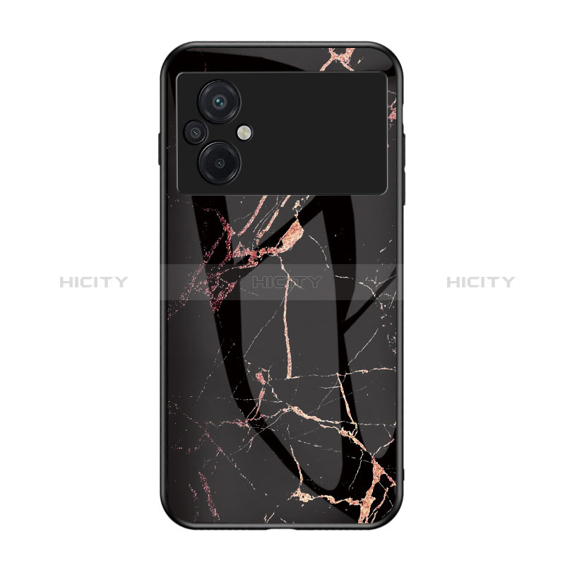 Custodia Silicone Gel Laterale Fantasia Modello Specchio Cover per Xiaomi Poco M5 4G Oro e Nero