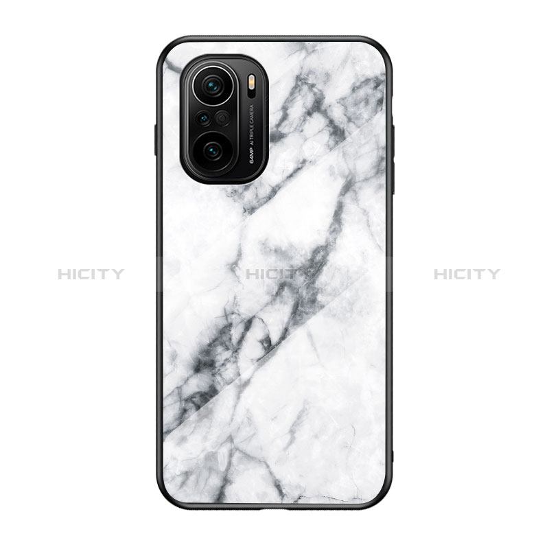 Custodia Silicone Gel Laterale Fantasia Modello Specchio Cover per Xiaomi Redmi K40 Pro+ Plus 5G Bianco