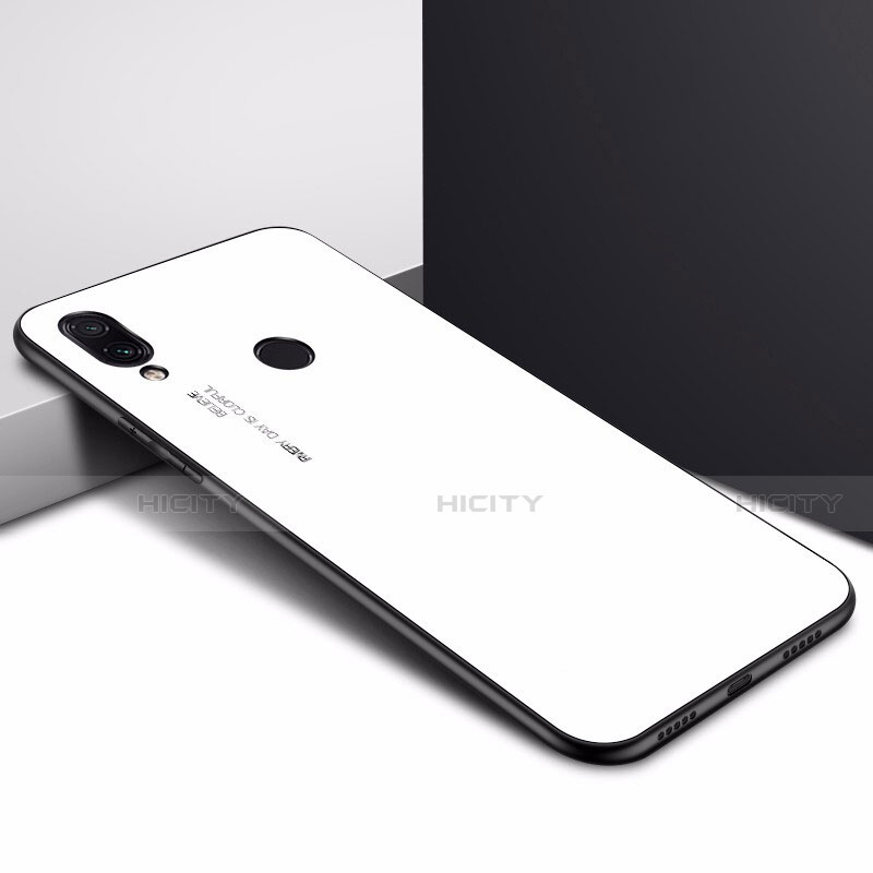 Custodia Silicone Gel Laterale Fantasia Modello Specchio Cover per Xiaomi Redmi Note 7 Pro Bianco