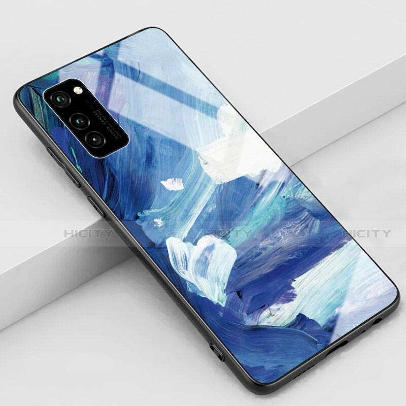 Custodia Silicone Gel Laterale Fantasia Modello Specchio Cover S01 per Huawei Honor V30 Pro 5G Blu