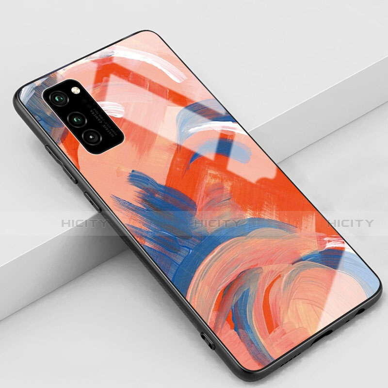 Custodia Silicone Gel Laterale Fantasia Modello Specchio Cover S01 per Huawei Honor View 30 5G Arancione