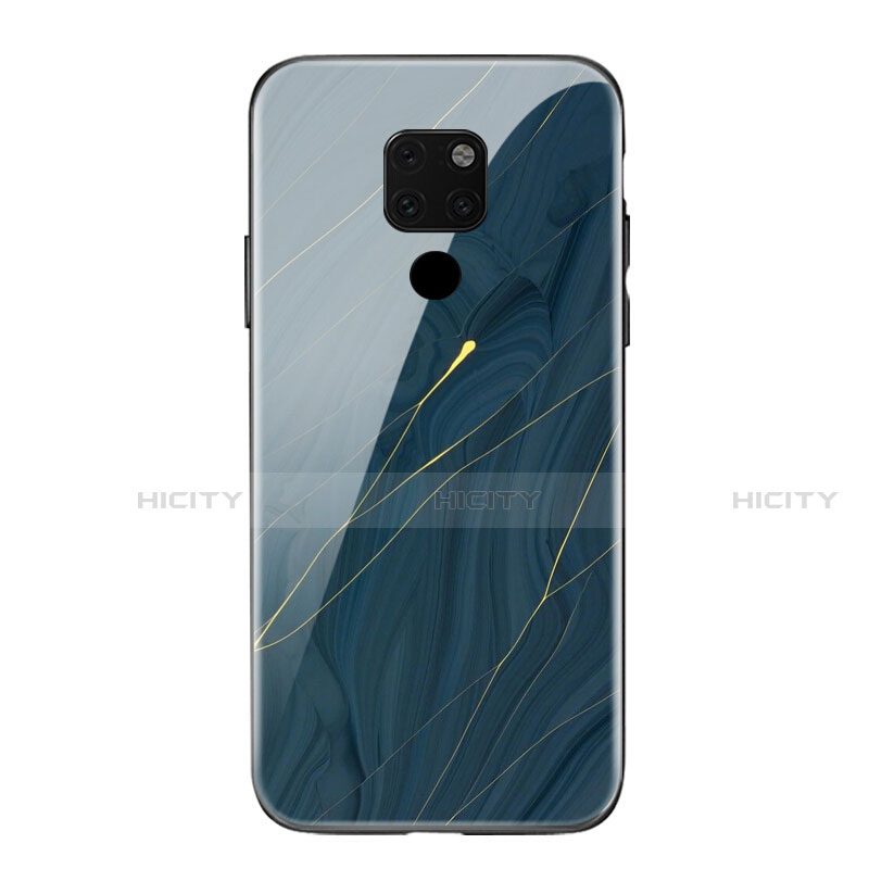 Custodia Silicone Gel Laterale Fantasia Modello Specchio Cover S01 per Huawei Mate 20 Blu