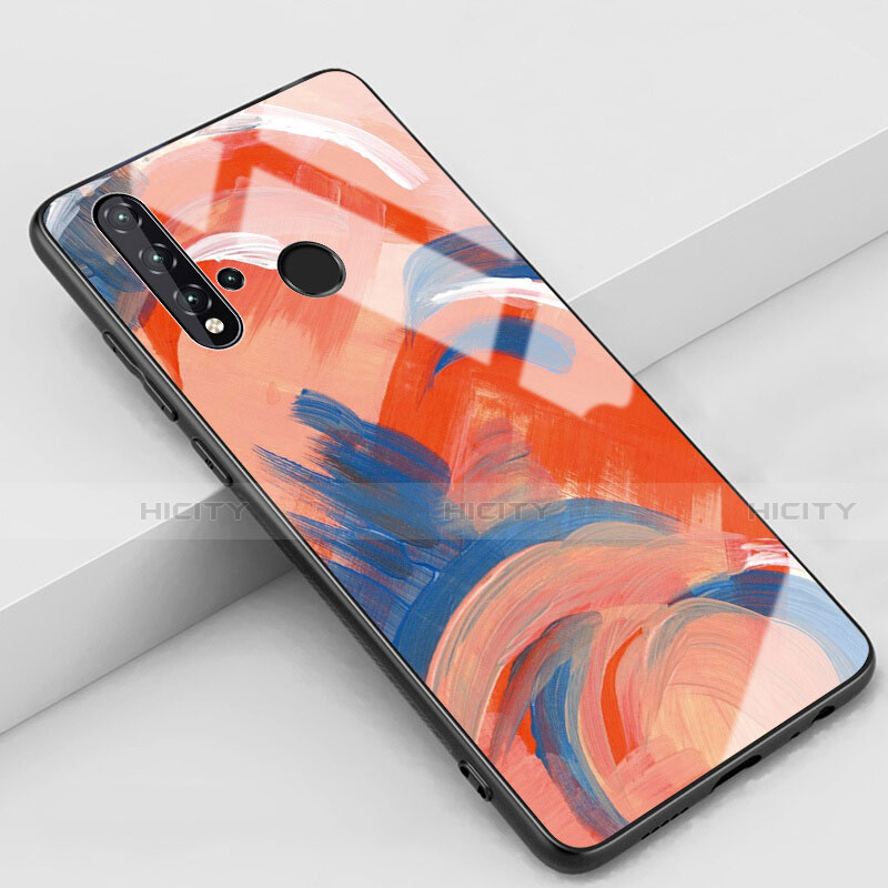 Custodia Silicone Gel Laterale Fantasia Modello Specchio Cover S01 per Huawei Nova 5i Arancione