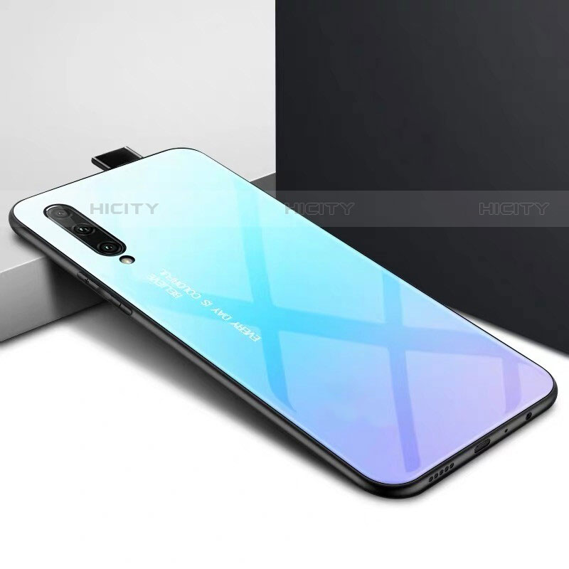 Custodia Silicone Gel Laterale Fantasia Modello Specchio Cover S01 per Huawei Y9s Cielo Blu