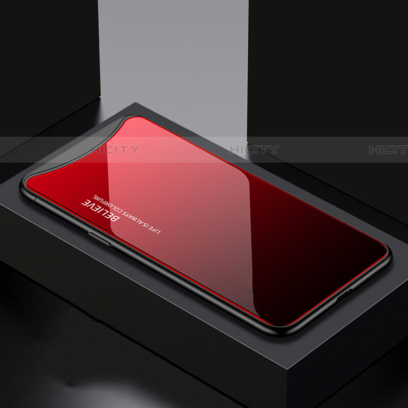 Custodia Silicone Gel Laterale Fantasia Modello Specchio Cover S01 per Oppo Find X Rosso