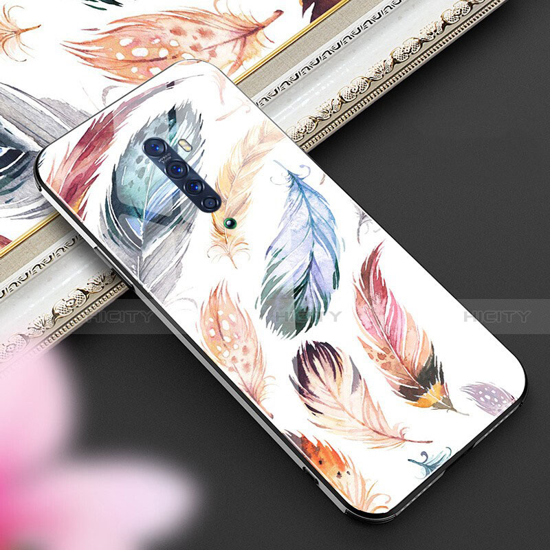 Custodia Silicone Gel Laterale Fantasia Modello Specchio Cover S01 per Oppo Reno2 Marrone