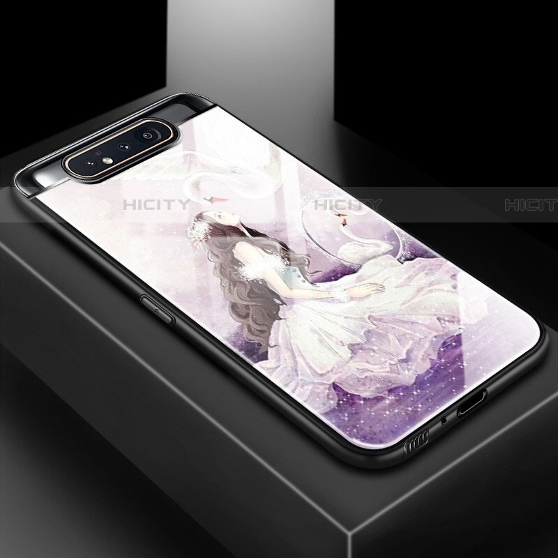 Custodia Silicone Gel Laterale Fantasia Modello Specchio Cover S01 per Samsung Galaxy A90 4G Viola