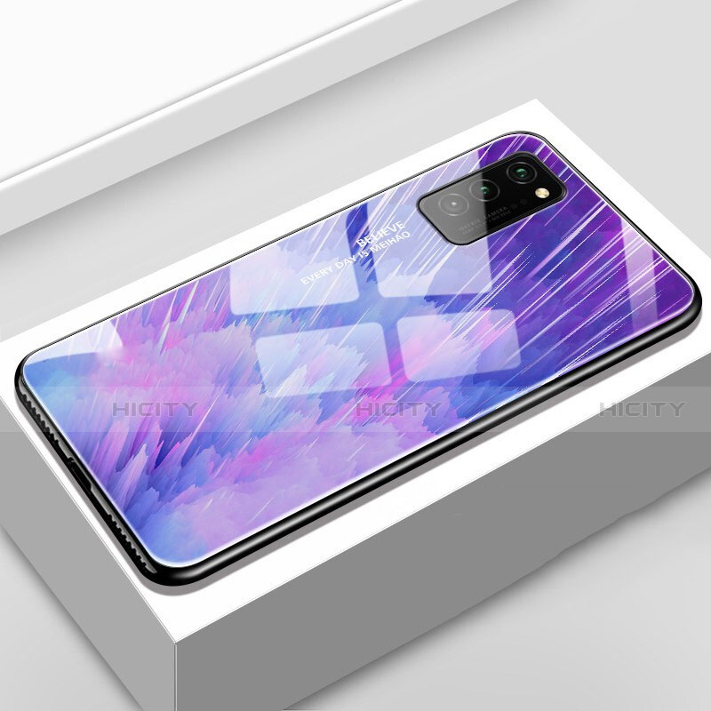 Custodia Silicone Gel Laterale Fantasia Modello Specchio Cover S02 per Huawei Honor V30 5G Viola