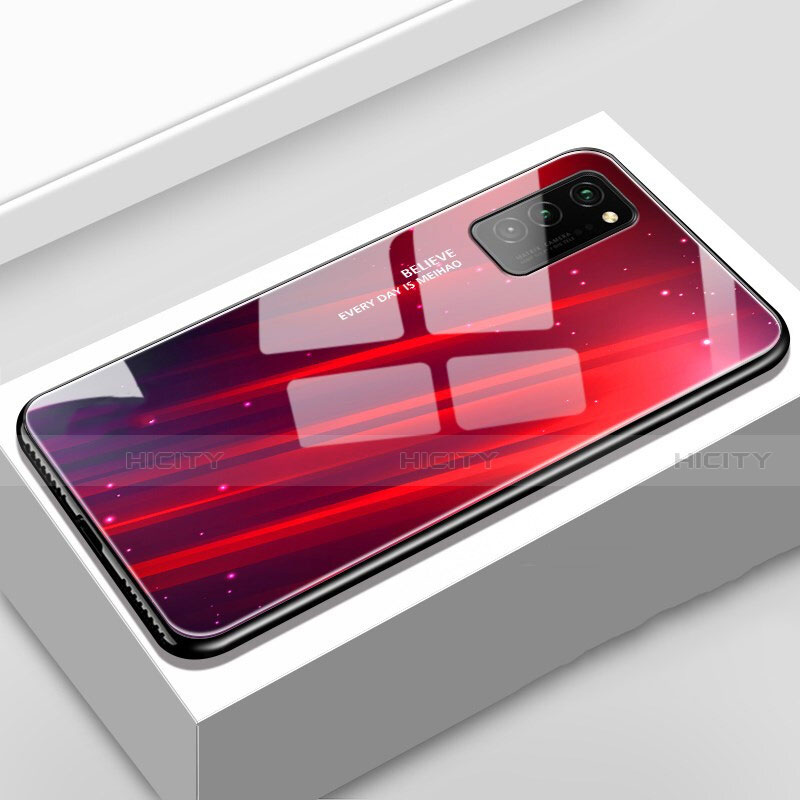 Custodia Silicone Gel Laterale Fantasia Modello Specchio Cover S02 per Huawei Honor V30 Pro 5G Rosso