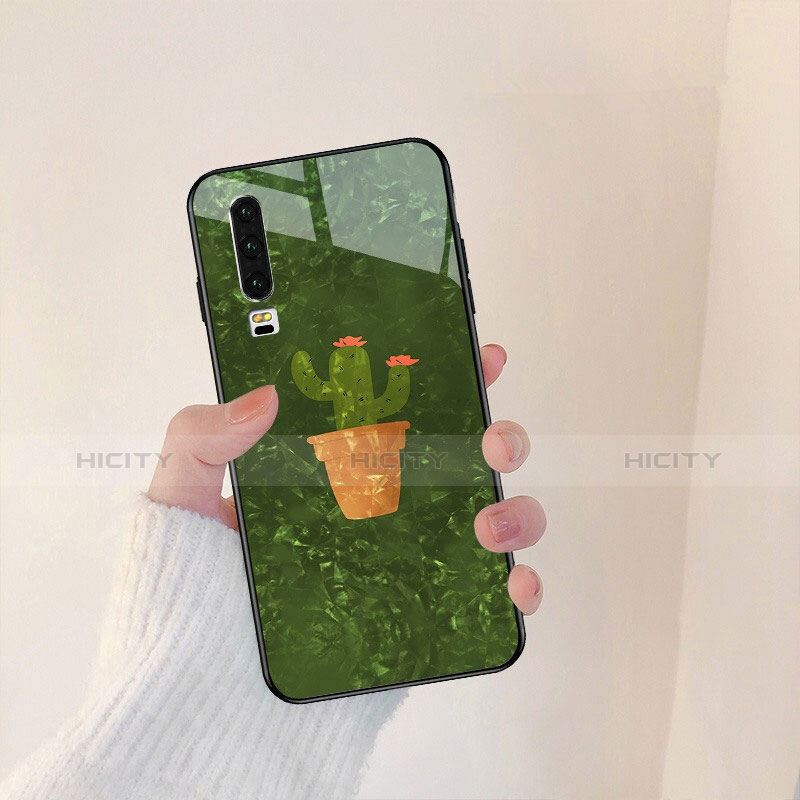 Custodia Silicone Gel Laterale Fantasia Modello Specchio Cover S04 per Huawei P30 Verde