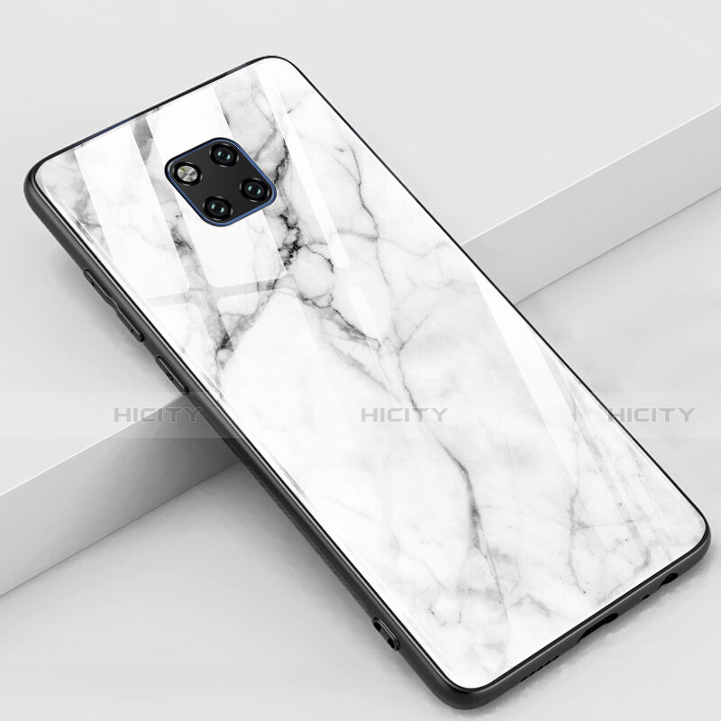 Custodia Silicone Gel Laterale Fantasia Modello Specchio Cover Z02 per Huawei Mate 20 Pro Bianco