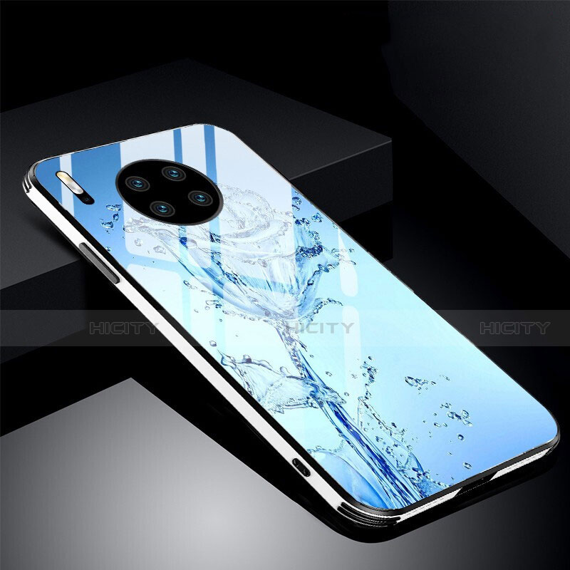 Custodia Silicone Gel Laterale Fiori Specchio Cover C01 per Huawei Mate 30 5G Cielo Blu