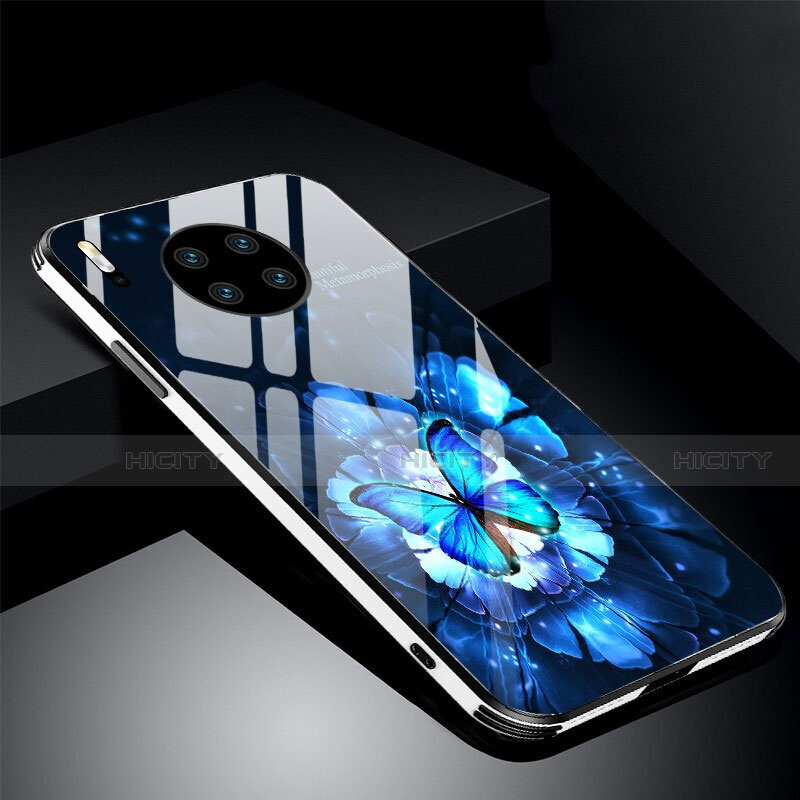 Custodia Silicone Gel Laterale Fiori Specchio Cover C01 per Huawei Mate 30 Pro 5G Blu