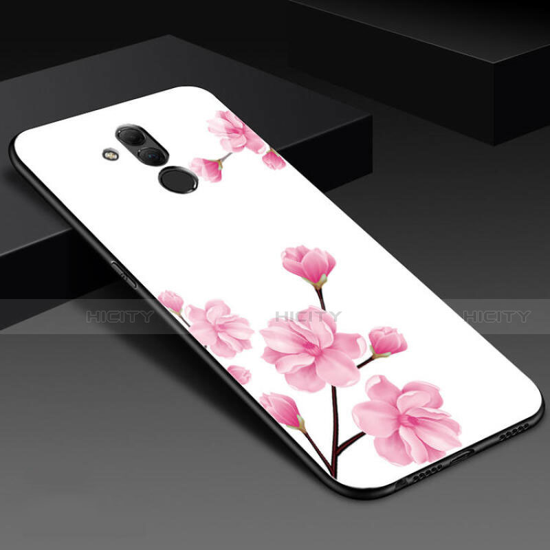 Custodia Silicone Gel Laterale Fiori Specchio Cover H02 per Huawei Mate 20 Lite Bianco