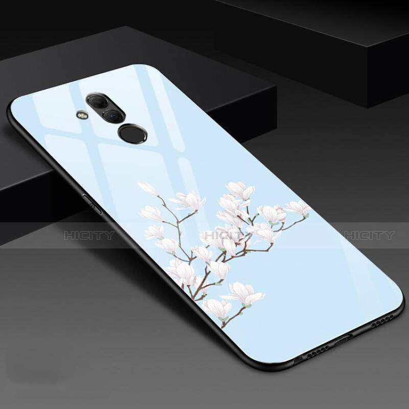 Custodia Silicone Gel Laterale Fiori Specchio Cover H02 per Huawei Mate 20 Lite Cielo Blu