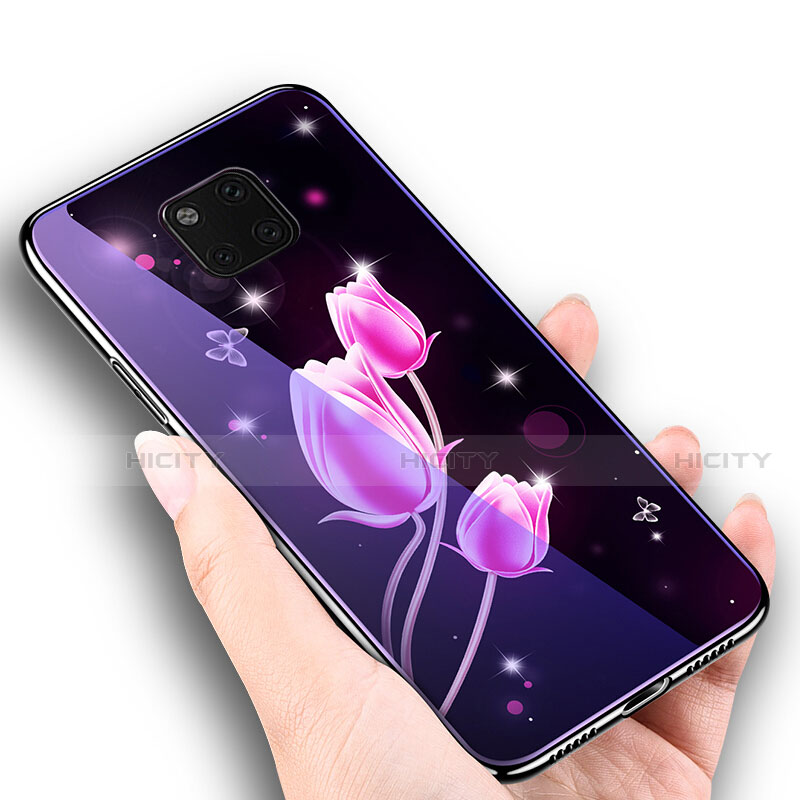 Custodia Silicone Gel Laterale Fiori Specchio Cover K01 per Huawei Mate 20 Pro