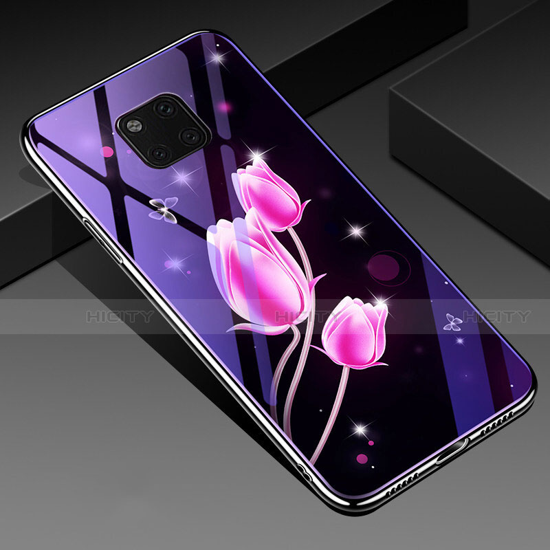 Custodia Silicone Gel Laterale Fiori Specchio Cover K01 per Huawei Mate 20 Pro Rosa