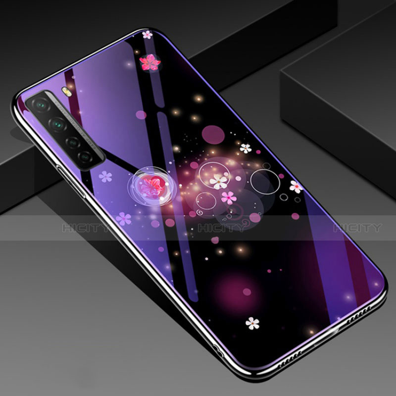 Custodia Silicone Gel Laterale Fiori Specchio Cover K01 per Huawei Nova 7 SE 5G Viola