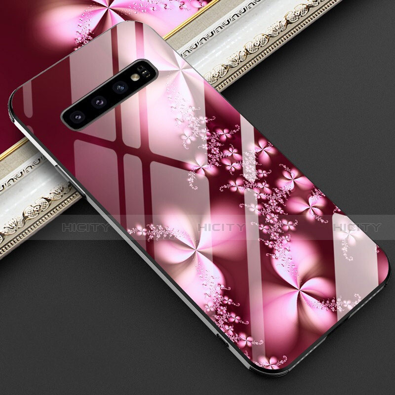 Custodia Silicone Gel Laterale Fiori Specchio Cover K01 per Samsung Galaxy S10 Plus