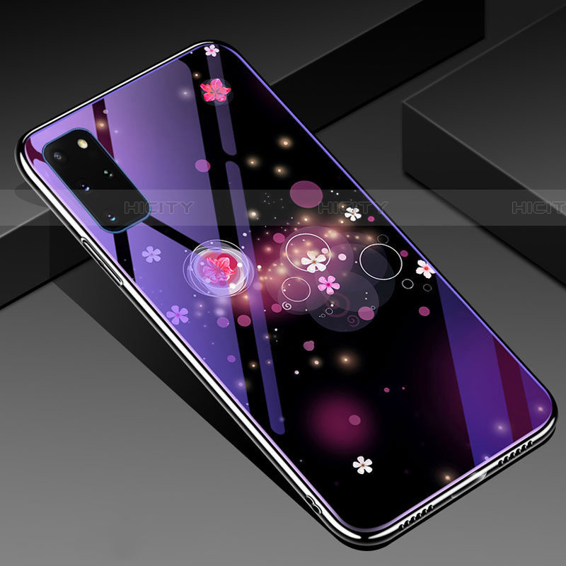 Custodia Silicone Gel Laterale Fiori Specchio Cover M01 per Samsung Galaxy S20 Plus 5G Viola