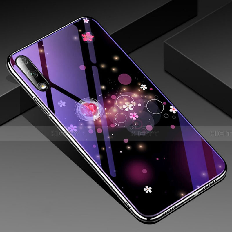 Custodia Silicone Gel Laterale Fiori Specchio Cover per Huawei Honor 9X Viola