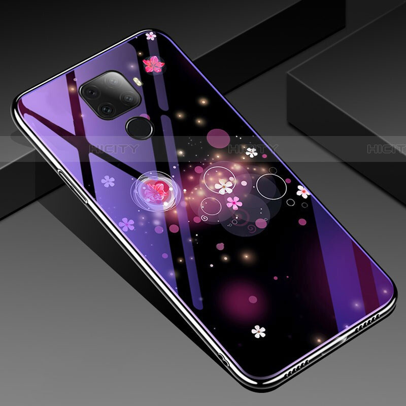 Custodia Silicone Gel Laterale Fiori Specchio Cover per Huawei Nova 5z Viola