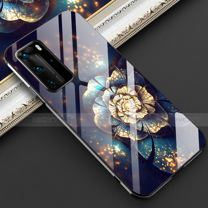 Custodia Silicone Gel Laterale Fiori Specchio Cover per Huawei P40 Pro