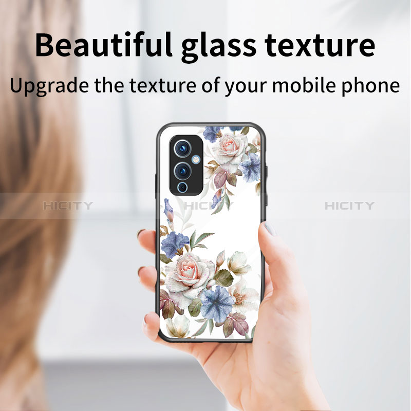 Custodia Silicone Gel Laterale Fiori Specchio Cover per OnePlus 9 5G