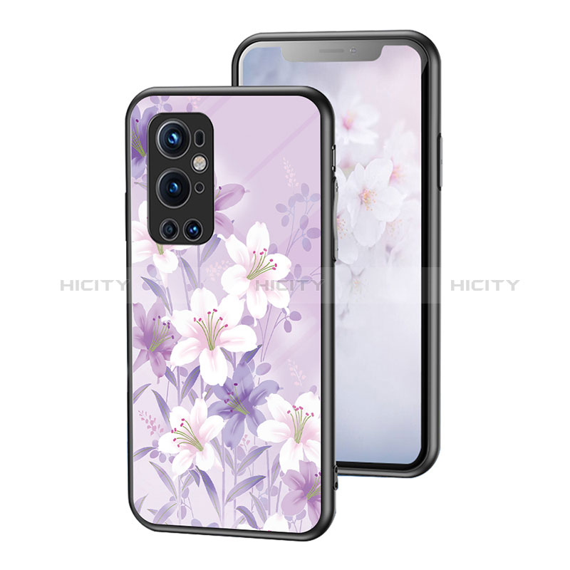 Custodia Silicone Gel Laterale Fiori Specchio Cover per OnePlus 9 Pro 5G Lavanda