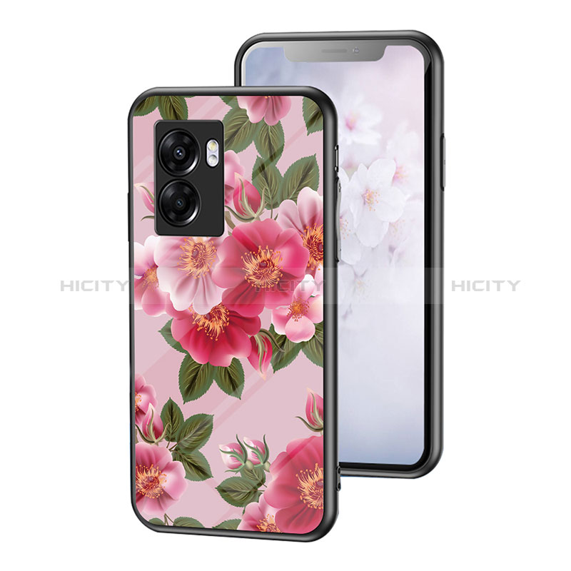 Custodia Silicone Gel Laterale Fiori Specchio Cover per Oppo A77 5G