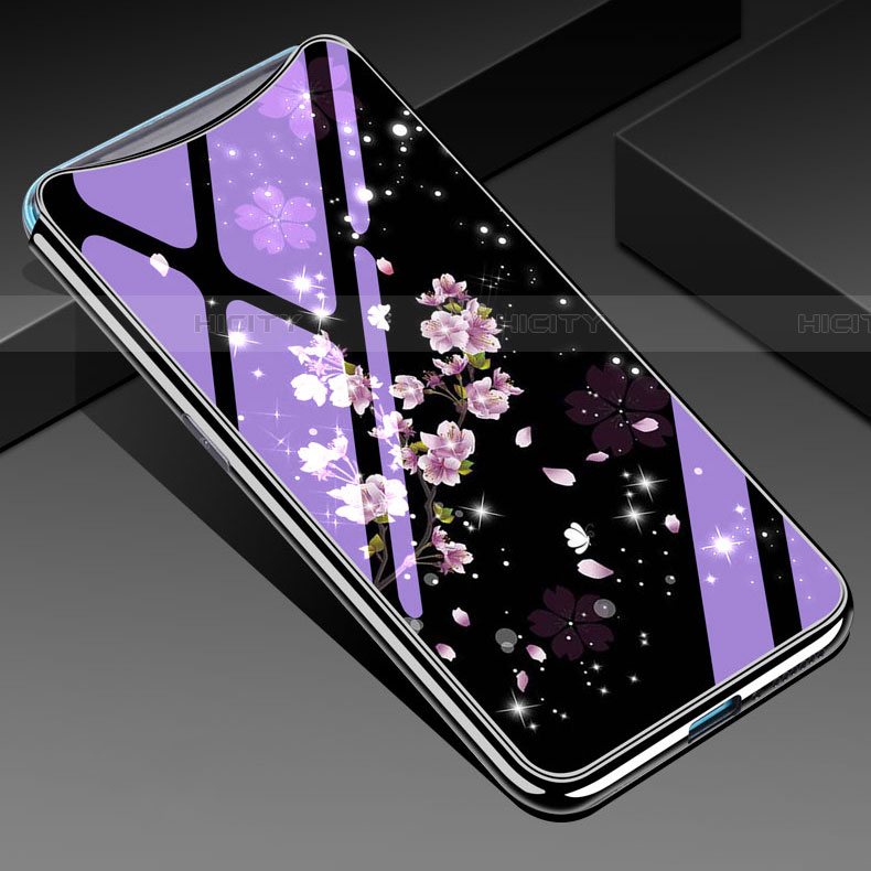 Custodia Silicone Gel Laterale Fiori Specchio Cover per Oppo Find X