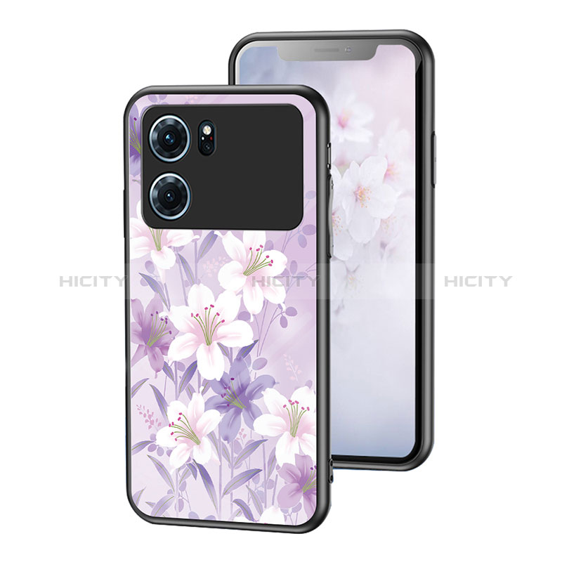 Custodia Silicone Gel Laterale Fiori Specchio Cover per Oppo K10 5G Lavanda