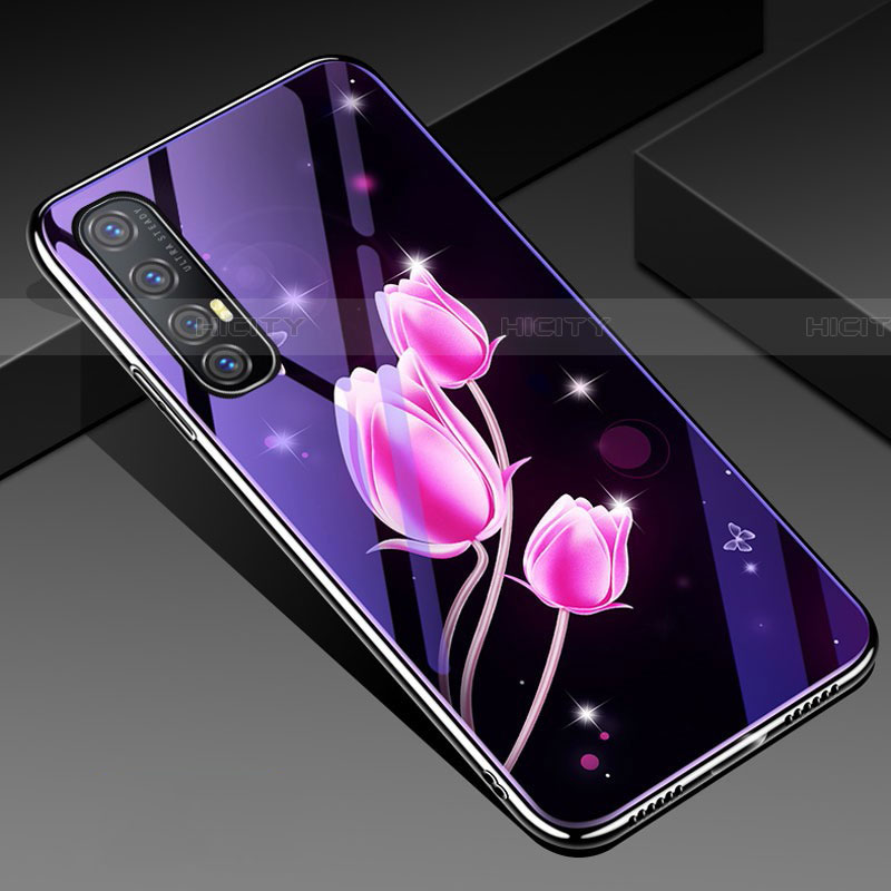 Custodia Silicone Gel Laterale Fiori Specchio Cover per Oppo Reno3 Pro