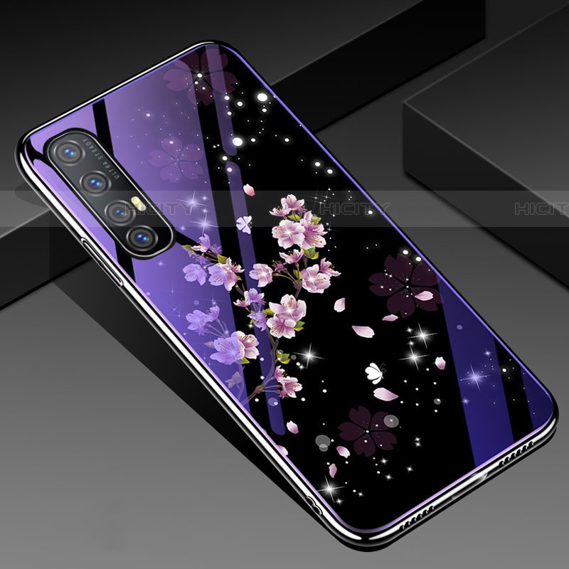 Custodia Silicone Gel Laterale Fiori Specchio Cover per Oppo Reno3 Pro