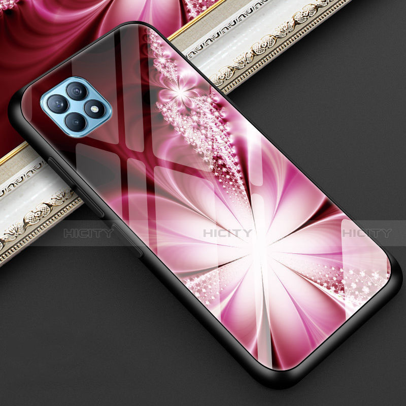 Custodia Silicone Gel Laterale Fiori Specchio Cover per Oppo Reno4 SE 5G