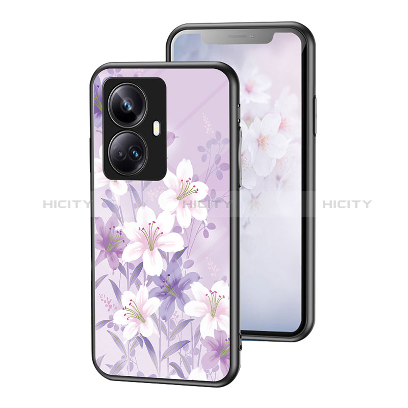 Custodia Silicone Gel Laterale Fiori Specchio Cover per Realme 10 Pro+ Plus 5G Lavanda