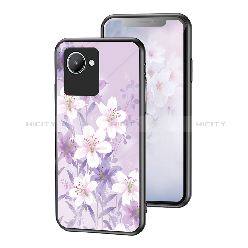 Custodia Silicone Gel Laterale Fiori Specchio Cover per Realme C30s Lavanda