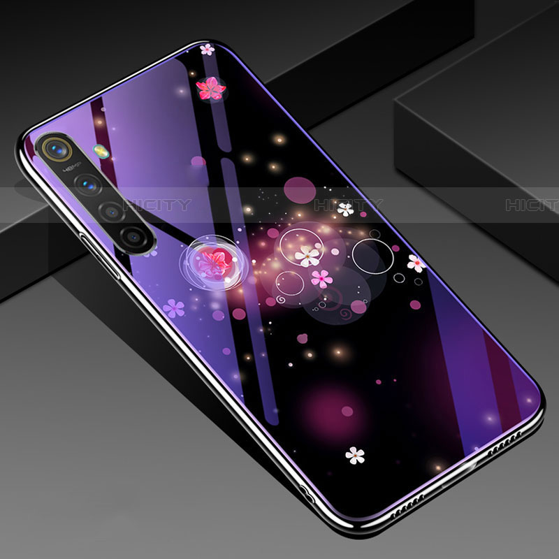 Custodia Silicone Gel Laterale Fiori Specchio Cover per Realme X2 Viola