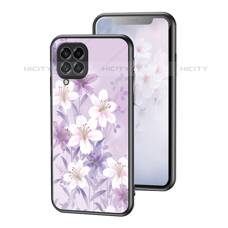 Custodia Silicone Gel Laterale Fiori Specchio Cover per Samsung Galaxy M53 5G Lavanda