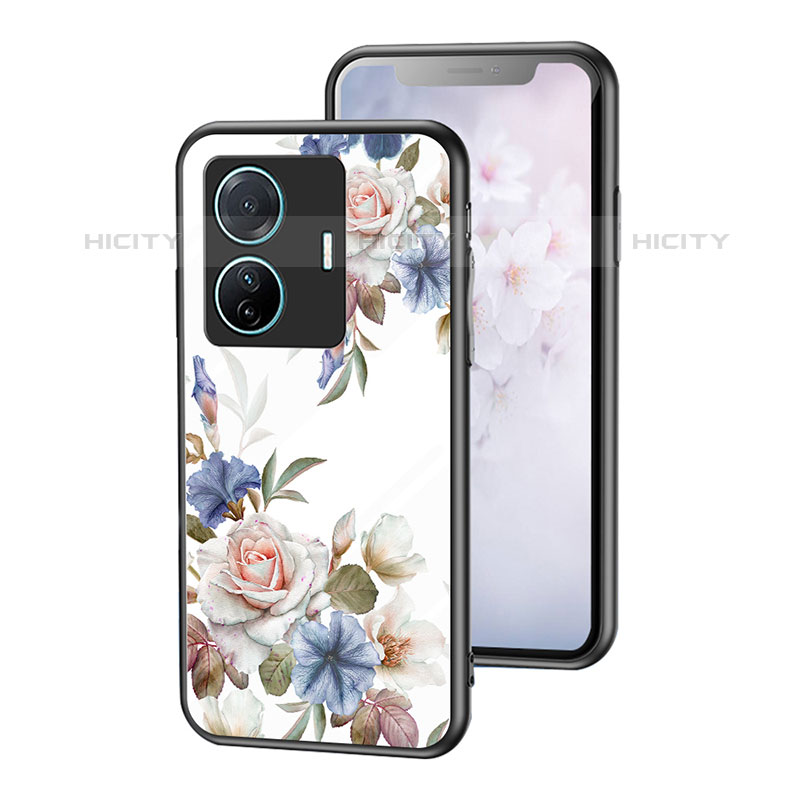 Custodia Silicone Gel Laterale Fiori Specchio Cover per Vivo T1 Pro 5G