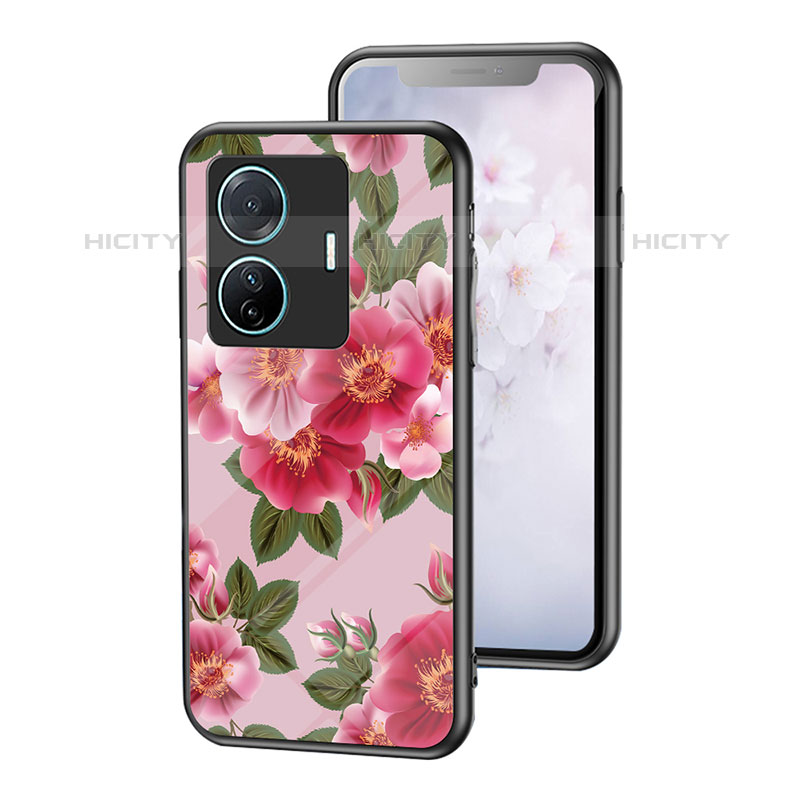 Custodia Silicone Gel Laterale Fiori Specchio Cover per Vivo T1 Pro 5G