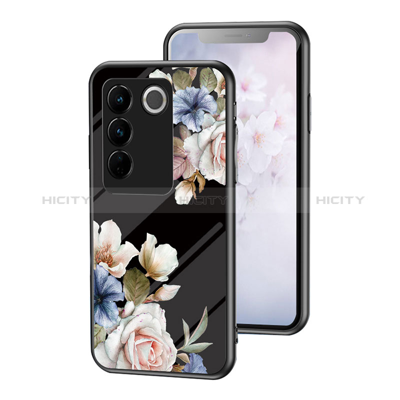 Custodia Silicone Gel Laterale Fiori Specchio Cover per Vivo V27 Pro 5G