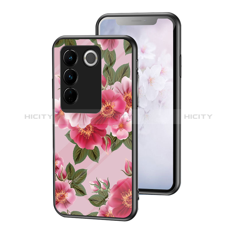 Custodia Silicone Gel Laterale Fiori Specchio Cover per Vivo V27 Pro 5G